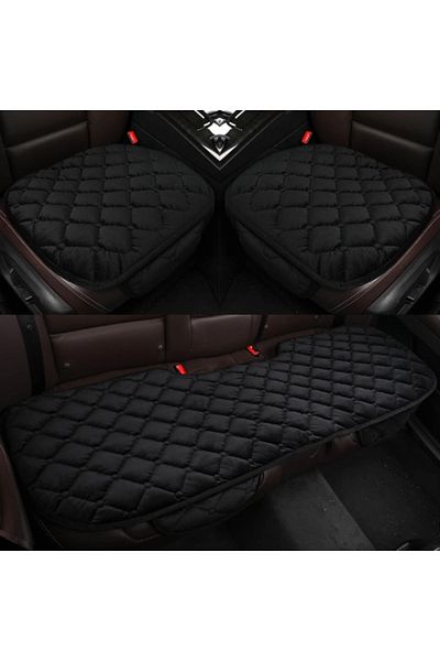 DAR Set of 3 Premium Car Seat Covers for Front and Back Seats, with Organizer Pockets, Black
