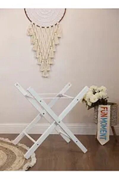 Fun Moment Moses Basket with Foldable Wooden Stand in White
