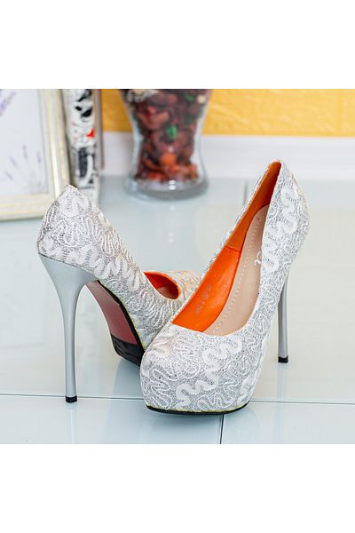 mei Shoes with Thin Heel and Platform 1082-2 Silver |