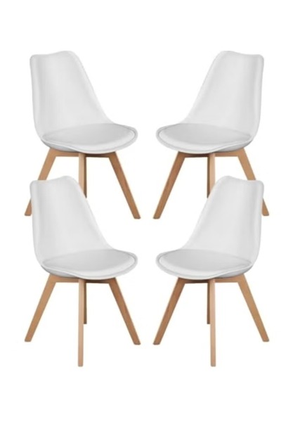 rexa مجموعة كراسي طعام من 4 قطع، كراسي مطبخ من الجلد الصناعي بتصميم منتصف الق...