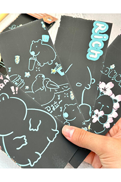 ZeCo Collection Kapibala Rainbow Character Magic Black Scratch Notebook 4 Sheets Scratch Painting Brown