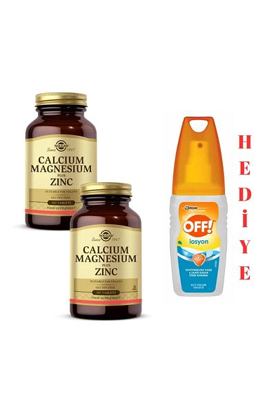 Solgar X2 Calcium Magnesium Plus Zinc 100 Tablets (Off Fly Repello Lotion Gift)