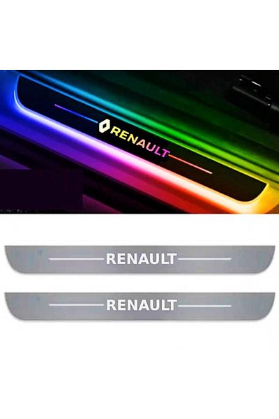 BGRJ Automotive Set of 2 illuminated Renault car sill protectors, multicolor, dynamic