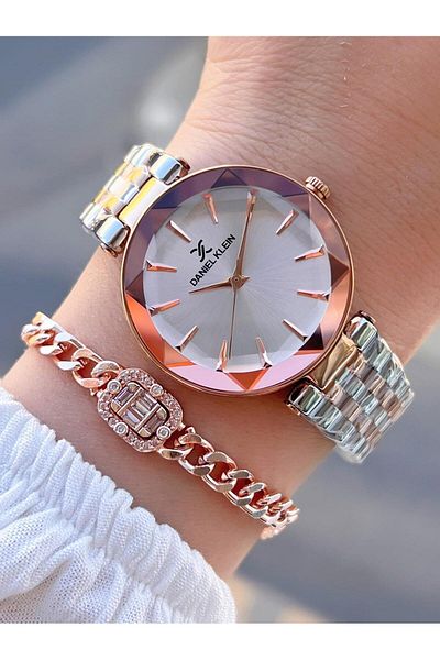 Daniel Klein Women's Wrist Watch+Bracelet with Special Cut Glass 3 Atm Water Resistant 2 Years Warranty V92601.6