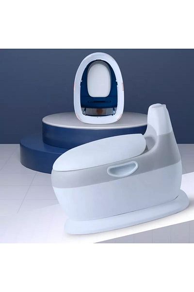 Little Mom Olita pentru copii Little Mom Grey Toilet, model educativ si muzical, cu design realist, colac moale