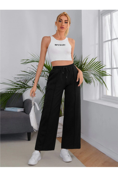 yx yustex sport Γυναικείο Μαύρο Παντελόνι Μεγάλου Μεγέθους ÇIMALI Loose Fit A...