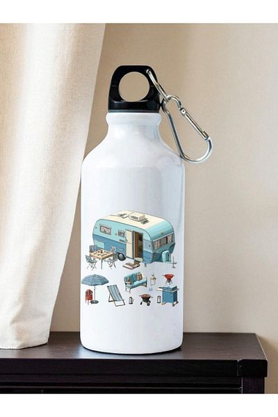 lili hediyelik Camping and Caravan Printed Water Bottle Flask Water Bottle - Home Kitchen Office Workplace Gift Item