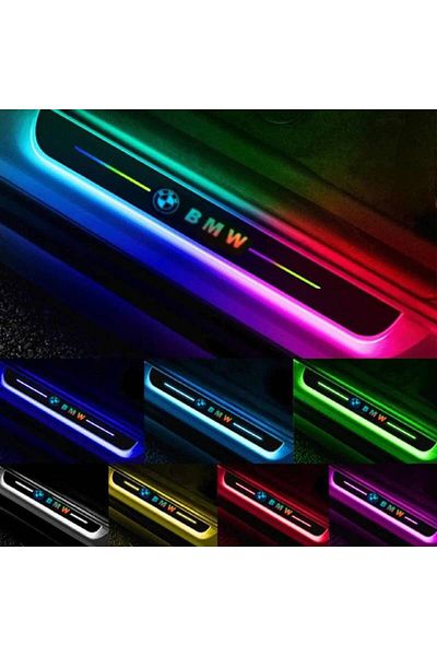 BGRJ Automotive Set of 2 illuminated BMW car sill protectors, multicolor, dynamic