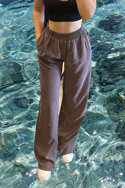 VibeGaia High Waist Soft Textured Elastic Comfortable Fabric Trousers