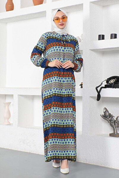 SGS Φόρεμα βισκόζης μπλε κοβαλτίου - Κορδόνι στο λαιμό