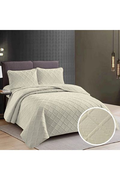 Pucioasa Double quilted bedspread, Sulphur, Cream