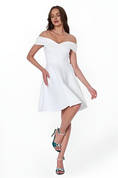 OLSAMODA Women's Kiss Collar Lycra Scuba Fabric Blouse Cut Dress