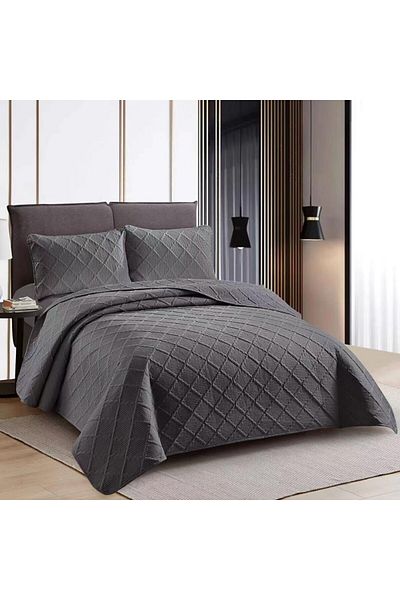 Pucioasa Double quilted bedspread, Sulfur, Black