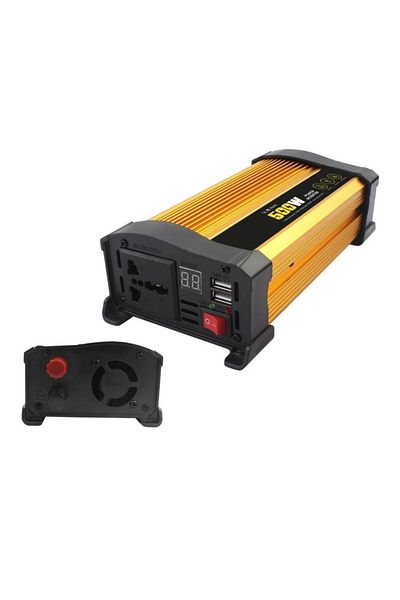 divendi-ro Invertor de tensiune auto Andowl KS500, 500W, 12V, 220V, 18 x 11 x 6.5cm, placat cu aur