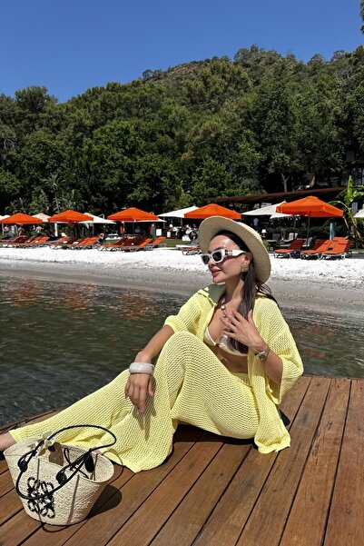 solena sln Γυναικείο Σετ Παντελόνι Πουκάμισο Ανοιχτό Φόρεμα Παραλίας