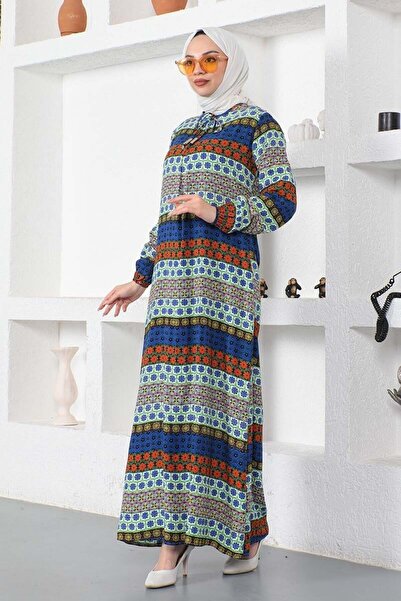 SGS Φόρεμα βισκόζης μπλε κοβαλτίου - Κορδόνι στο λαιμό