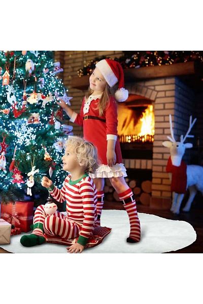 Logther Christmas tree mat, white, plush, 78 cm