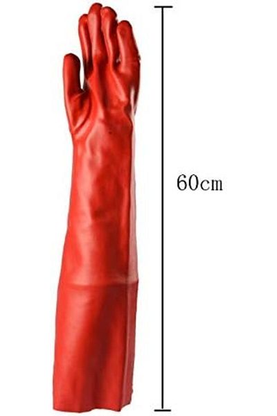 Generic Extended PVC Gloves, Red, 60cm
