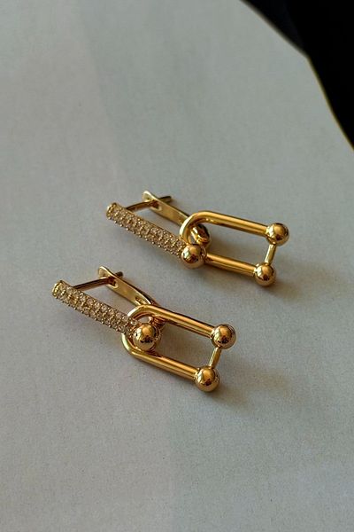 Trendy Butik Zircon Stone Detailed Heel Earrings