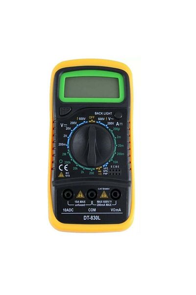 divendi-ro DT-830L AC/DC Digital Multimeter, AC/DC, with LCD display, black with yellow