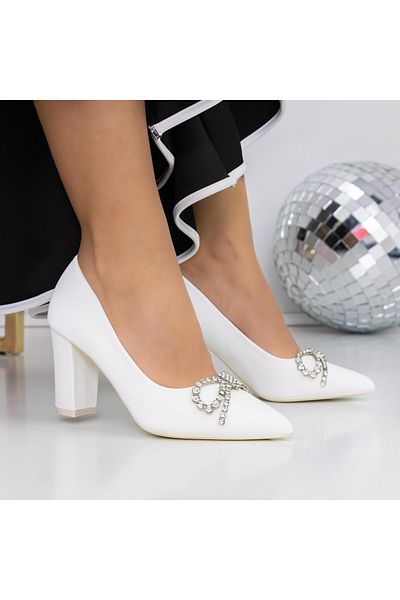 mei Thick Heel Shoes 3XKK71 White |