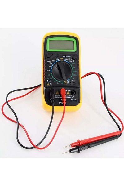 divendi-ro DT-830L AC/DC Digital Multimeter, AC/DC, with LCD display, black with yellow