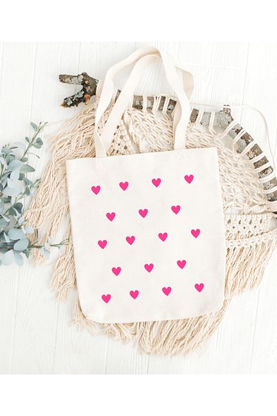 GİFTORA Eco-Friendly Recyclable Cloth Bag with Heart 38x42cm