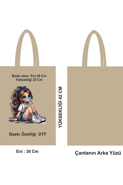 GİFTORA Tote Bag with Handle 30X42 cm – Dtf Printed, 46 Wire Cotton Tote