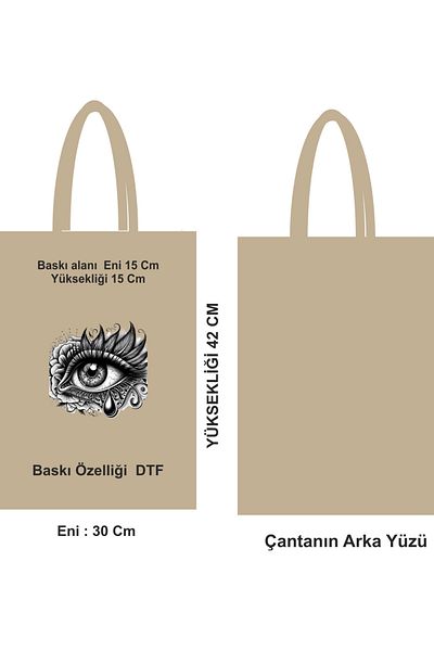 GİFTORA Eco-Friendly Handle Shopping Bag Unprinted Raw Cloth Bag Cloth Bag