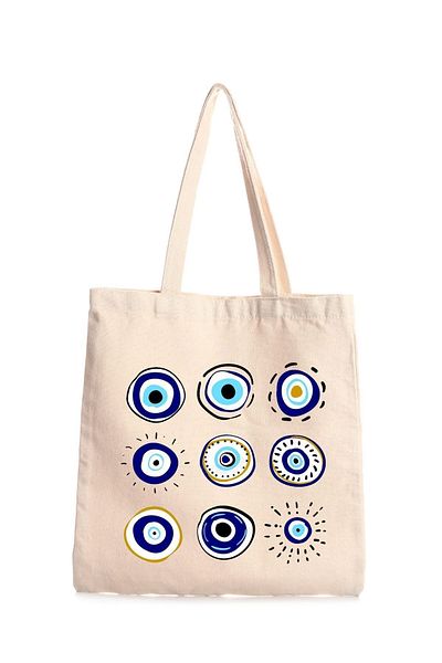 GİFTORA Evil Eye Bead Canvas Tote Bag