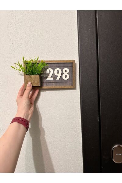 AllFayLazer Dekoratif Ahşap Isimli Çiçekli Daire Numarası, Kapı Numarası, Otel Numarası, Oda Numarası