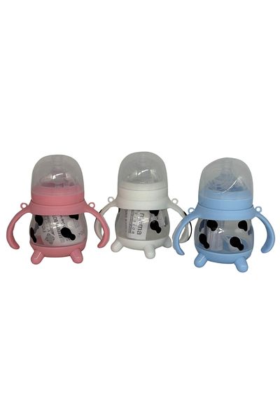 STEM 180ml Baby Feeding Bottle with Handle | Cute Cow Design | BPA-Free