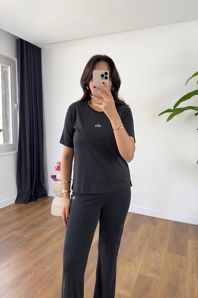 BİRCANÇİL Holly Anthracite Corded Printed Trousers Set
