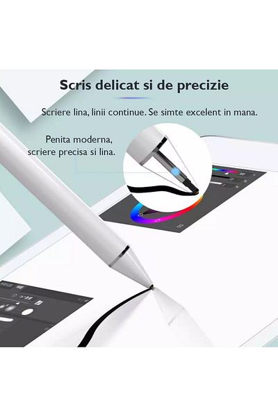 WowStep Stylus iPad Pen Universal,, Pix Touch Tableta iPad Apple 2010-2022, Android, Windows, Fara Lag, Alb