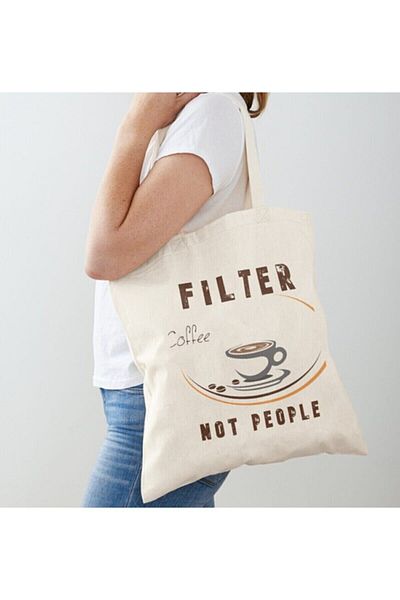 GİFTORA Filter Coffee Printed Design Raw Cloth