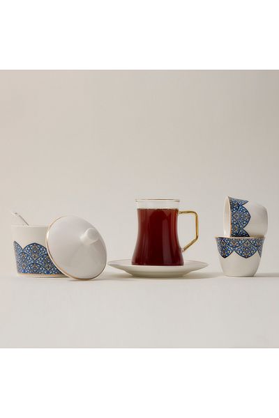 Zukhroof 21 Pcs Porcelain Tea And Coffee Set Dark Blue