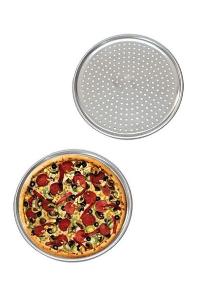 EceAksesuar Perforated Pizza Tray Lahmacun Pita Tray 36 cm 32 cm 28 cm Stainless Steel