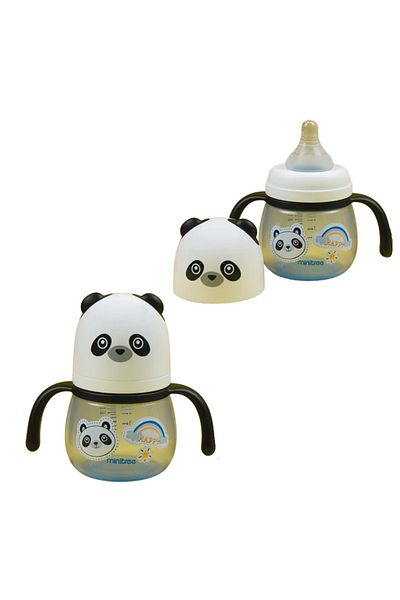 STEM 330ml Baby Feeding Bottle with Handle | Panda Design | BPA-Free | Leak-Proof