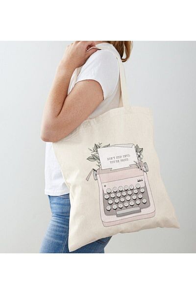 GİFTORA Pink Vintage Designed Typewriter Printed