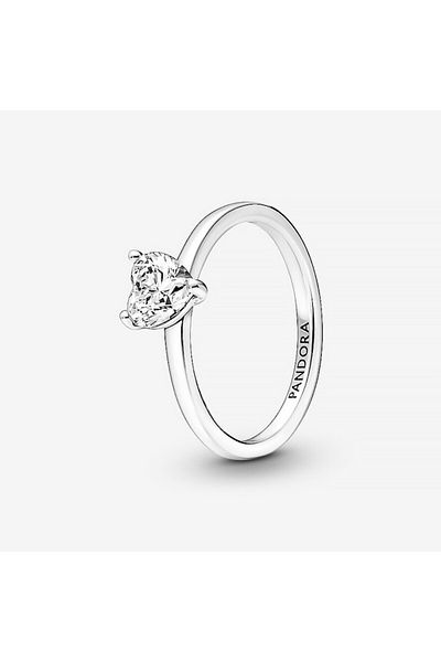 Pandora Solitaire ring with shiny heart Zirconium in 925 Silver - 54
