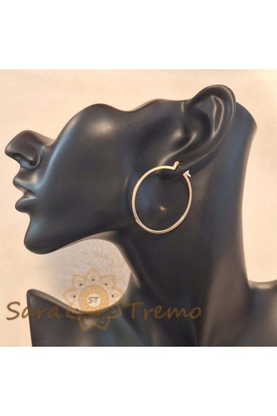 saratremo Round Earrings with Clasp 3.6 cm, Stamped – Elegance and Superior Quality from Brazil