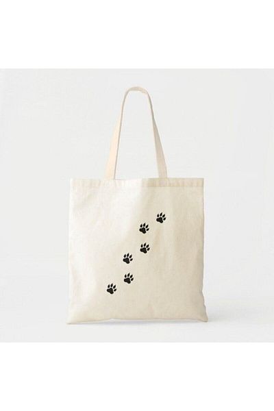 GİFTORA Paws Themed Printed Raw Cloth Shoulder