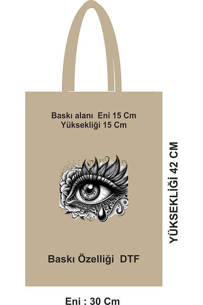 GİFTORA Eco-Friendly Handle Shopping Bag Unprinted Raw Cloth Bag Cloth Bag