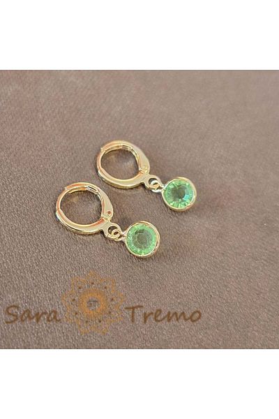 saratremo Delicate Earrings with Comfortable Fit and Fresh Green Zirconia Crystal