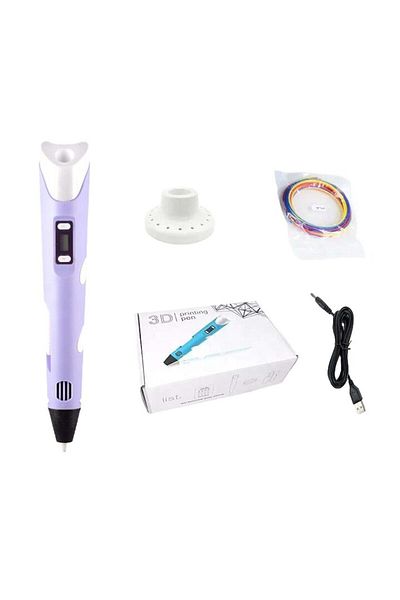 OEM 3D Pen with LED Display for Drawing, Purple, PLA Filament