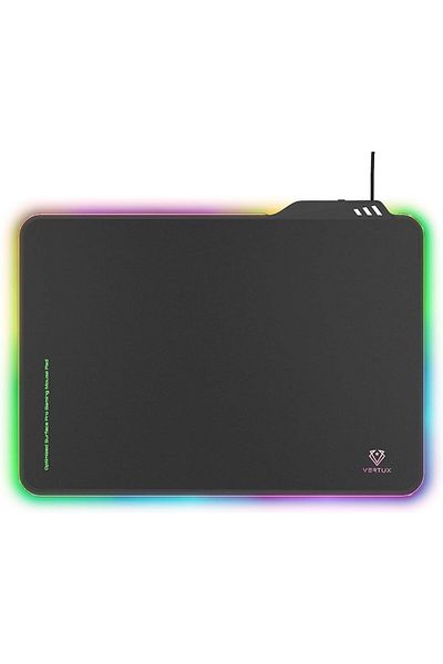 VERTUX لوحة ماوس ألعاب FLUXPAD رفيعة مضادة للاحتكاك ومُحسّنة بإضاءة LED، لون أسود