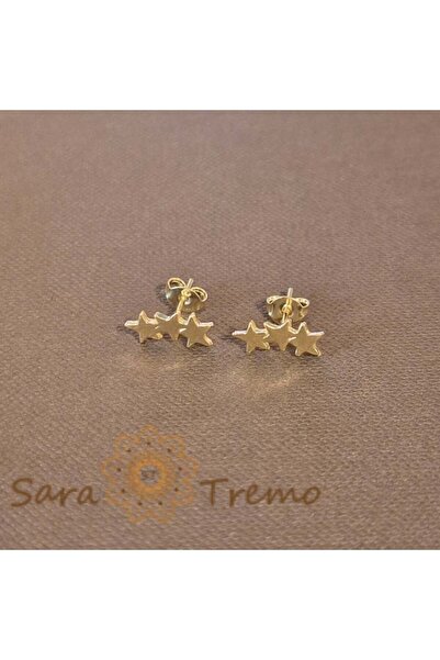SaraTremo Cercei mici cu 3 stele - placați cu aur, închizătoare fluture