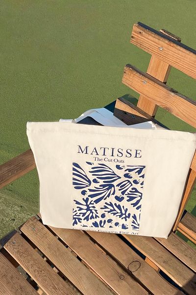 GİFTORA Matisse Pattern Tote Bag - Artistic Canvas Shoulder Bag - Women's Shopping Bag