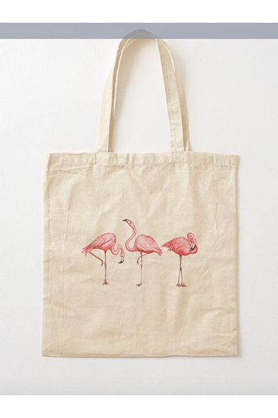 GİFTORA Flamingo Designed Raw Cloth Shoulder Bag