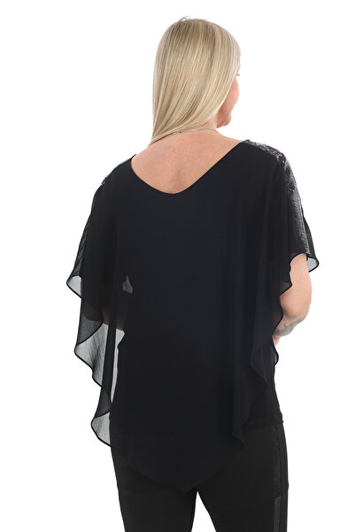 Javelin Collection Stylish Chifon Bluz with Sequenceed Sequence on the Shoulder